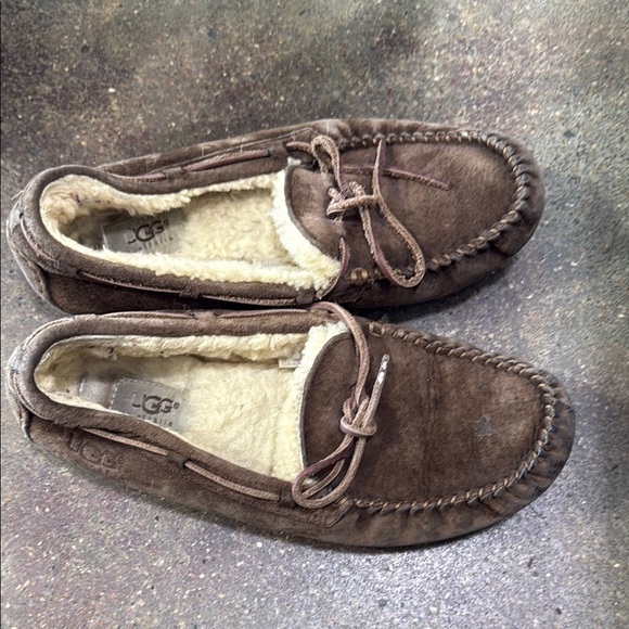 UGG Chestnut Suede Moccasin Slippers - Picture 2 of 4